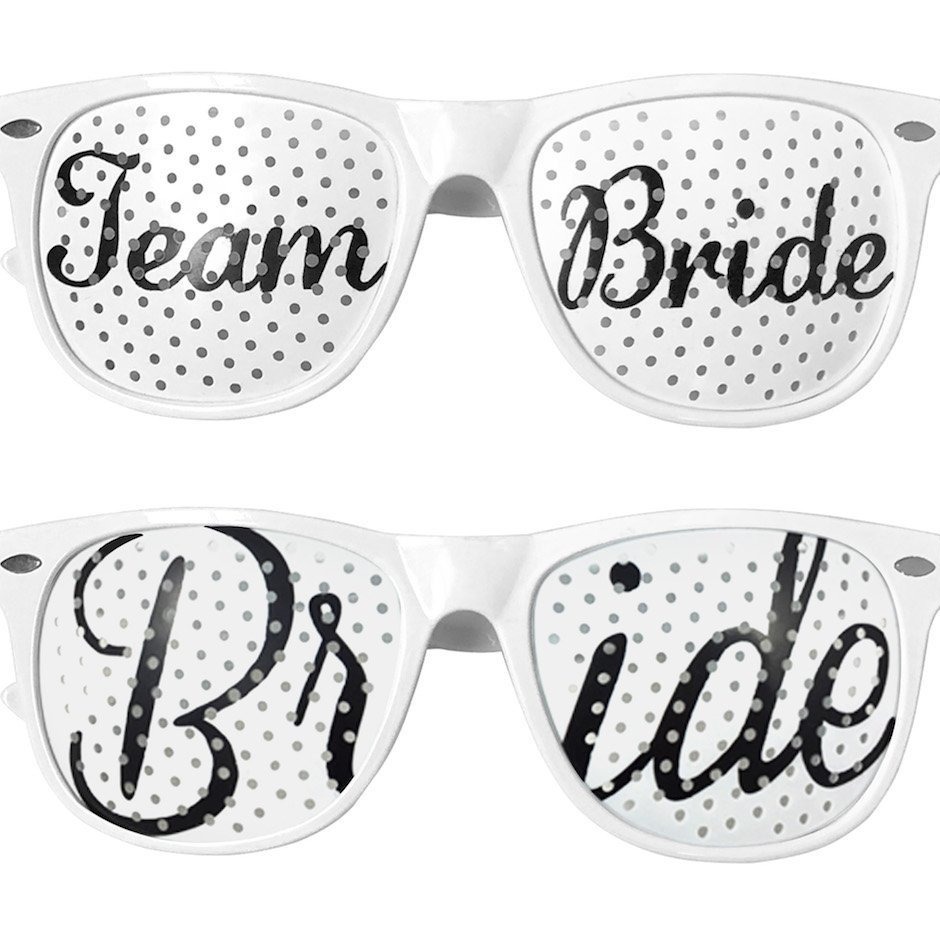 Gafas de despedida de soltera para la novia, equipo de la novia, dama de honor, accesorios de boda con cuentas de arroz, decoraciones creativas para bodas