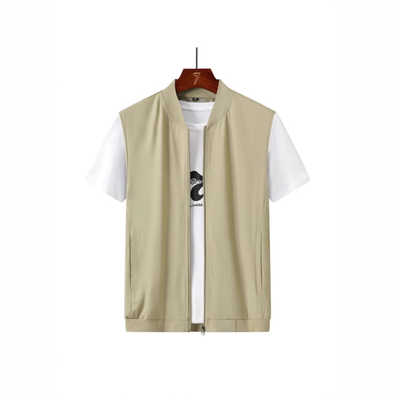 Men's plus size Summer Thin Elastic Waistcoat Multi-pocket Casual Vest Cross-border Foreign Trade Ice Silk Vest Casual Sleeveless Vest