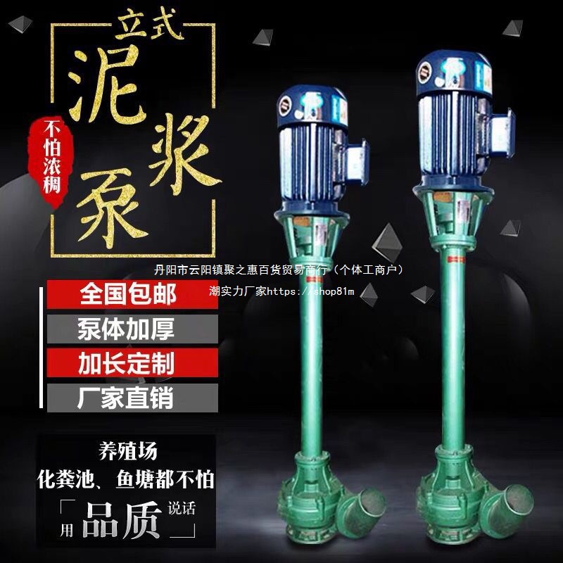 泥浆泵立式污水泵三相带铰刀加长杆泵清淤化粪池排污泵鱼塘抽粪泵