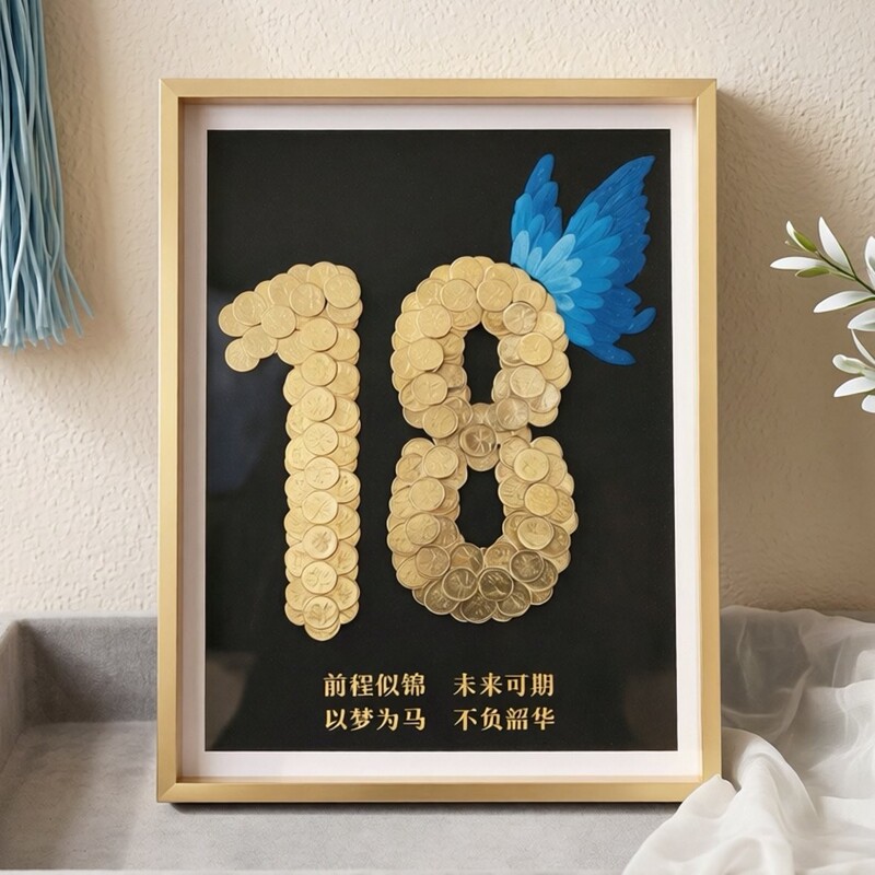 18-Year-Old Coming-Of-Age Ceremony Coin Decorative Painting Photo Frame Birthday Gift Five-Cent Handmade DIY Ornament Graduation Gift Wall Art 18-Year-Old Coming-Of-Age Ceremony Coin Decorative Painting Photo Frame Birthday Gift Five-Cent Handmade DIY Ornament Graduation Gift Wall Art