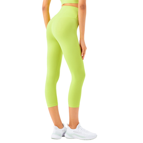 NULS double-sided nylon high-waist peach butt tights for women cross-border European and American naked pockets three-point yoga pants