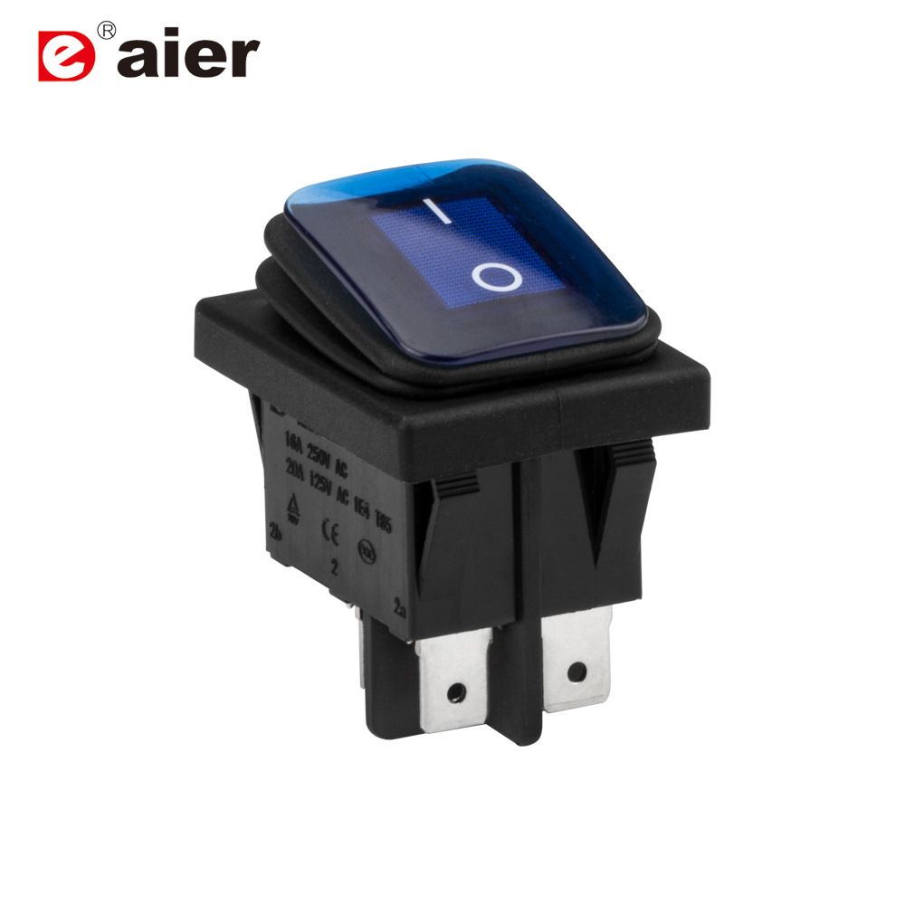 防水翘板开关 四脚带灯防水方形开关 防水带灯开关 防水船型开关