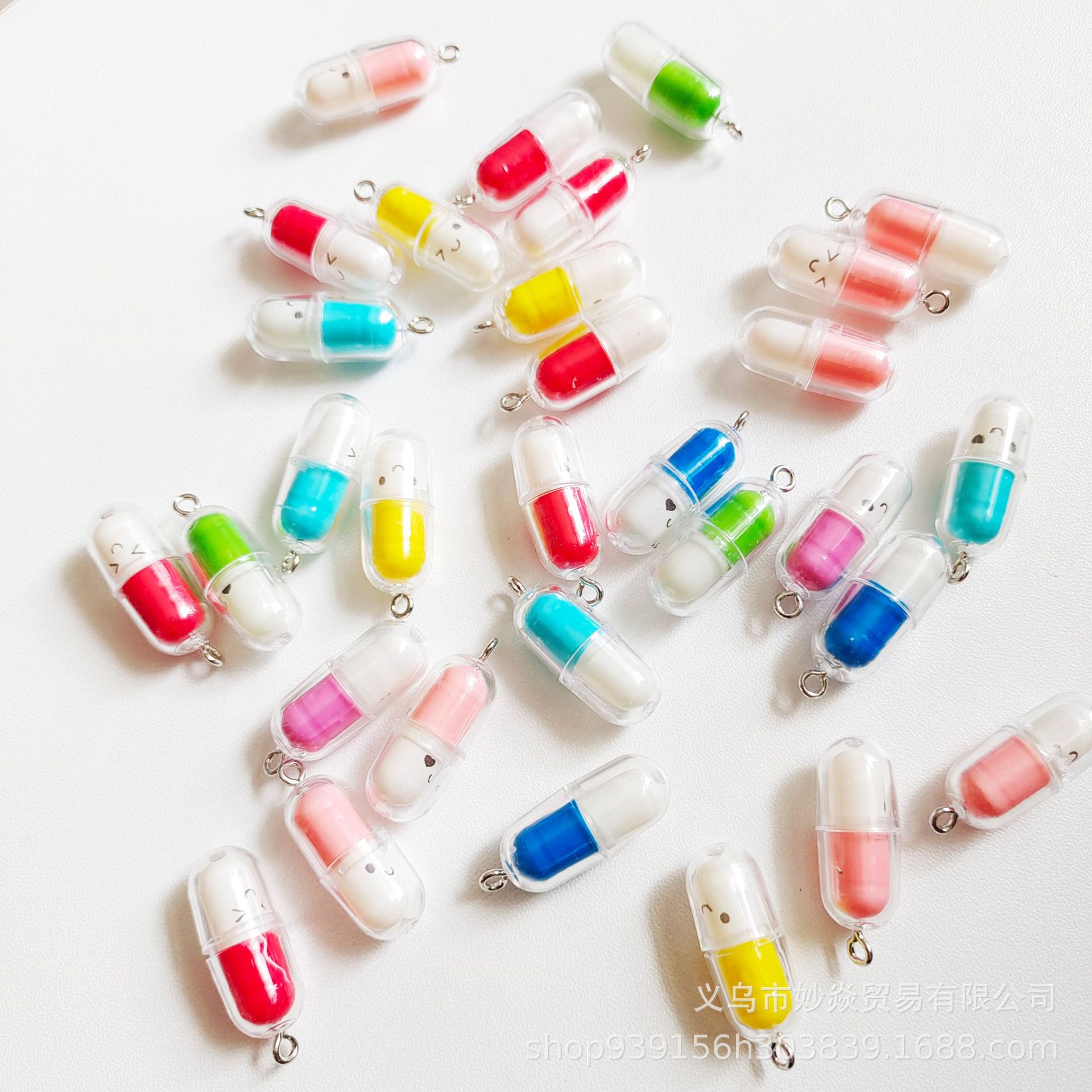 Japonés y coreano simulación tridimensional mini píldora cápsula DIY resina colgante epoxi pendientes collar accesorios de joyería