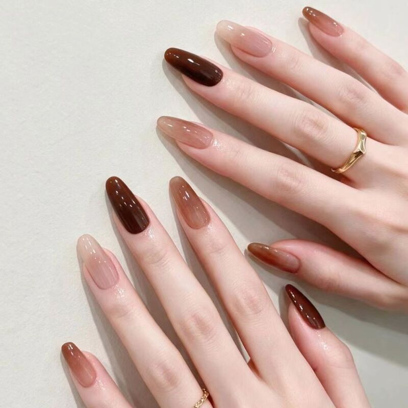 Melard Brown Coffee Color-Block Wearable Nails for Autumn and Winter, High-End, Brightening, Beautiful Fake Nail Patches, Direct Wholesale from Cross-Border Factory Melard Brown Coffee Color-Block Wearable Nails for Autumn and Winter, High-End, Brightening, Beautiful Fake Nail Patches, Direct Wholesale from Cross-Border Factory
