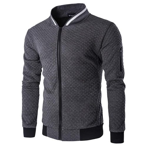 Grid sweatshirt open jacket, sporty casual fashion zip-up jacket