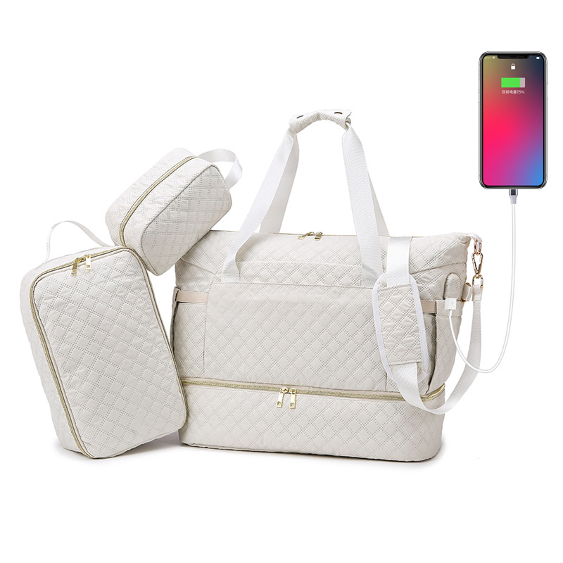 Cross-border three-piece short-distance tote travel bag, shoulder bag, wet and dry separation gym bag, shoe compartment, large capacity diaper bag
