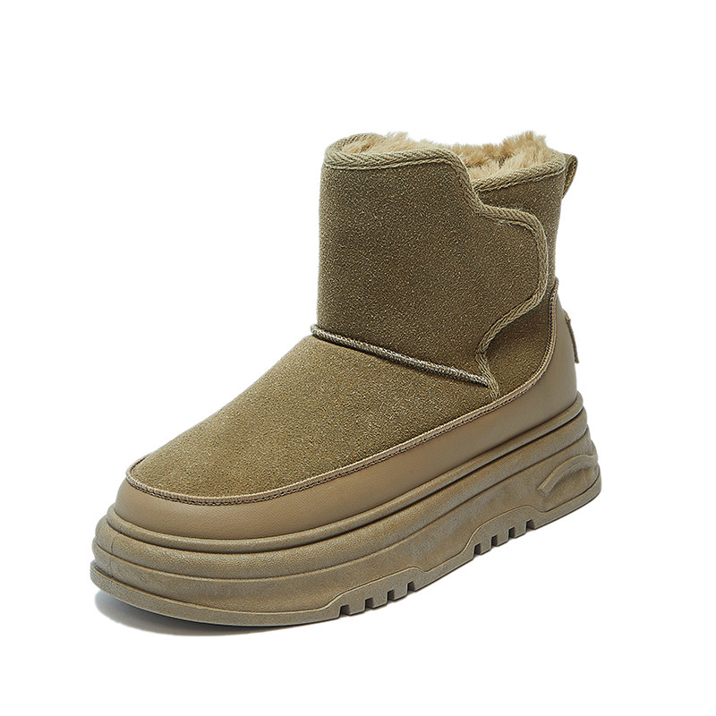 Botas de Nieve de Caña Alta para Mujer de Tela, Algodón y Peluche Sintético Térmicas para Uso Diario
