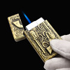 FJ-755 Creative windproof blue flame lighter metal relief process straight gas-deduction cigarettes smoke wholesale