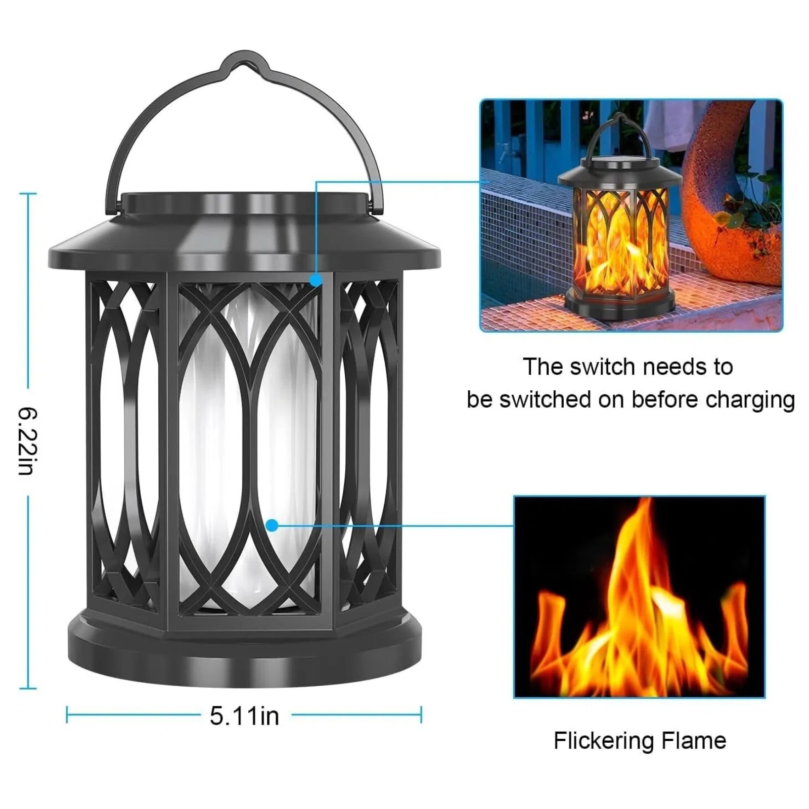 Hot sale lámpara de llama solar al aire libre lámpara de lámpara candelabro lámpara de jardín lámpara de paisaje retro viento de alta potencia lámpara de calle