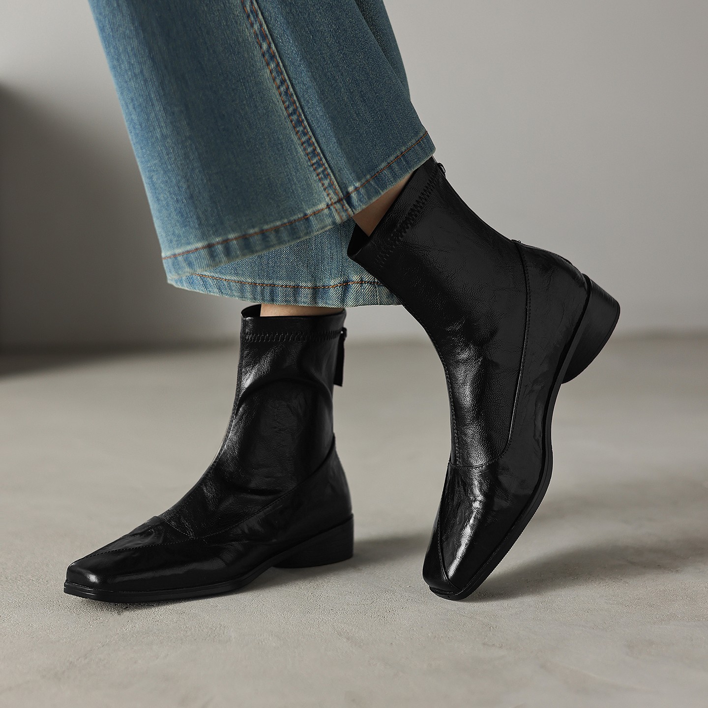 French-style Chunky Heel Plus-size Short Women, 2025 New Autumn And Winter Flat-soled Plush Slim Ankle Boots, Martin_vogvips.com