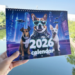 2026年英文挂历定制YO线圈挂墙式创意日历欧美螺旋装订台历定做