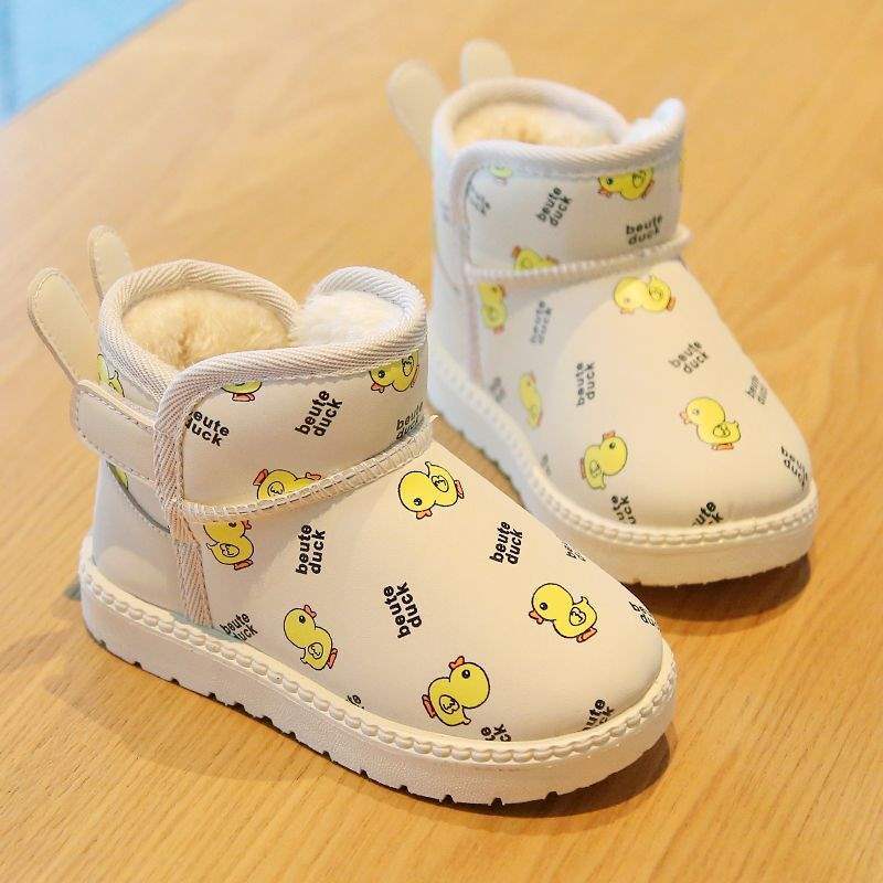 Winter Kidsren's Snow Boots Fleece-Lined Boys' Thickeneded Girls' Short Boots Waterproof Baby Warm Anti-Slip Large Cotton Shoes