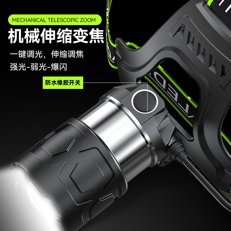 Transfronterizos al aire libre luz láser blanca de largo alcance luz de advertencia de emergencia multifuncional montada en la cabeza luz de iluminación USB