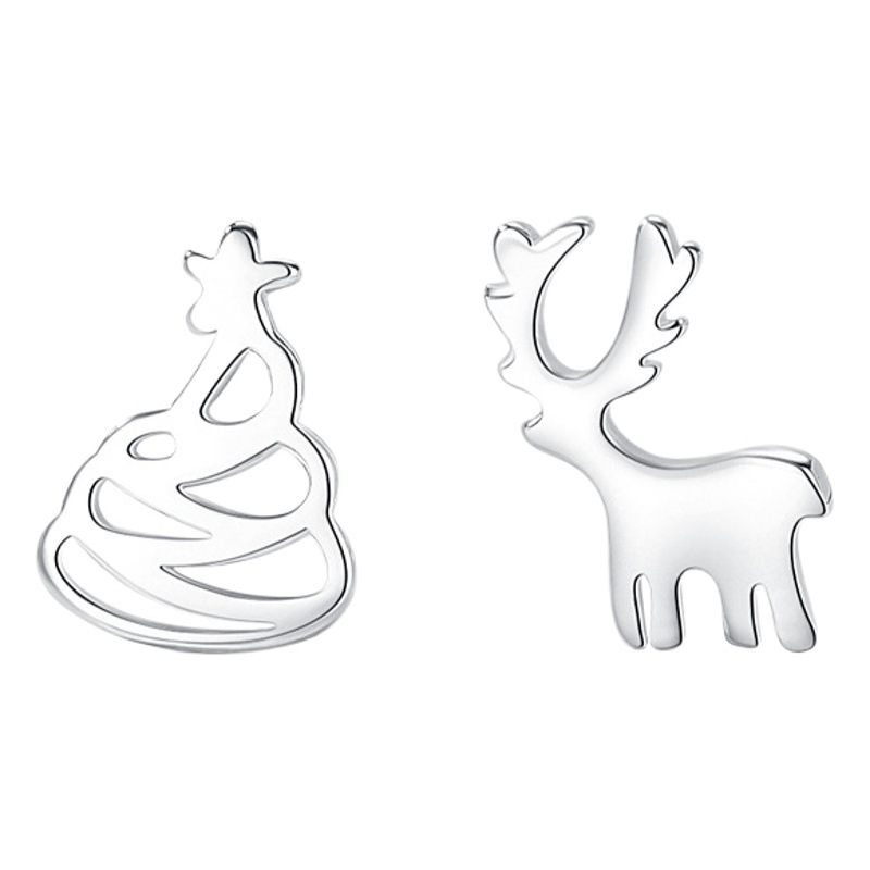 Pendientes de plata de ley s925 pendientes japoneses y coreanos de la moda Super lindo de Navidad tridimensional ELK pendientes lindo temperamento animal pendientes de plata