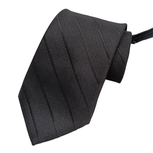 Formal business tie men's lazy zipper manufacturer 8cm easy-to-pull black striped tie without knotting