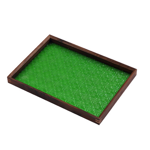 Vintage Green Pressed Flower Crataegus Glass Tray Wooden Tray Coffee Plate Home Tea Tray Decorative Storage Plate