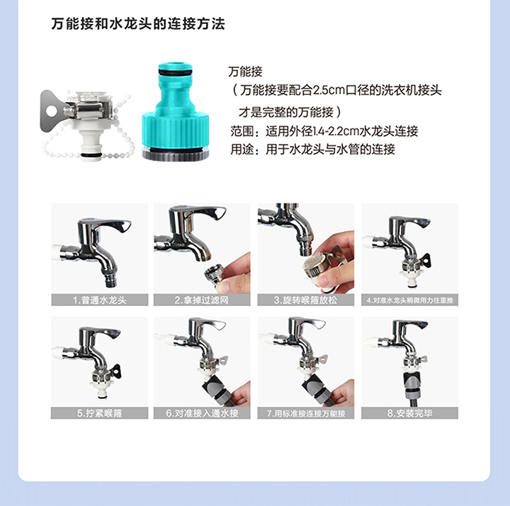 High-pressure water gun car wash nozzle, household cleaning foam spray bottle, retractable hose, hose connected to tap water, pressure-boosting gun head