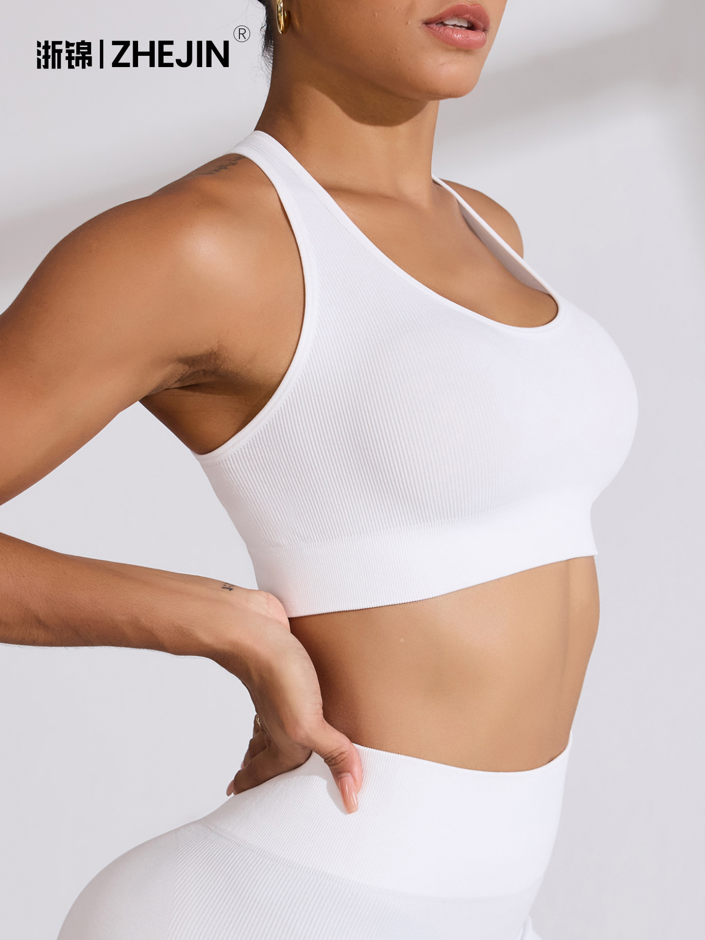 Sujetador deportivo de alta intensidad para mujer, superventas transfronterizo en Europa y América, a prueba de golpes, con espalda hermosa, copas fijas, tipo top de yoga