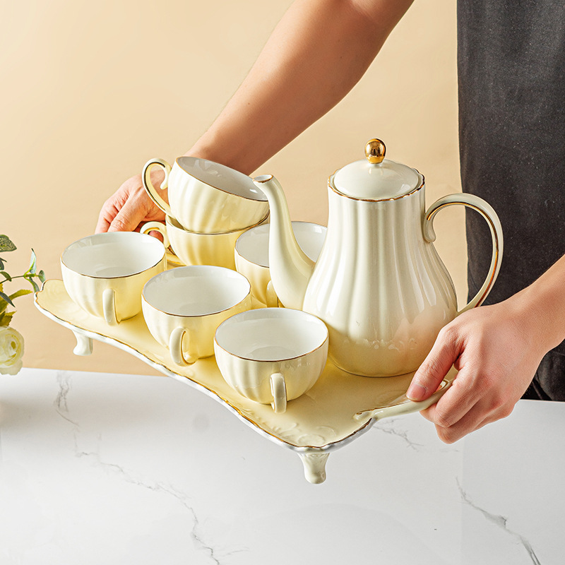 Ceramic tea set, coffee creative teapot for home use, simple and elegant design