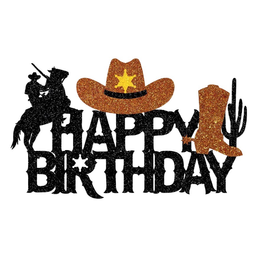 Nuevo Western Denim vaquero tema fiesta de cumpleaños decoración cumpleaños bandera pastel tarjeta plug-in