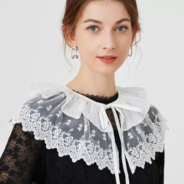 Lace Shawl Multifunctional Sun Protection with Skirt Bow Tie Fake Collar Cross-Border Manufacturer Wholesale