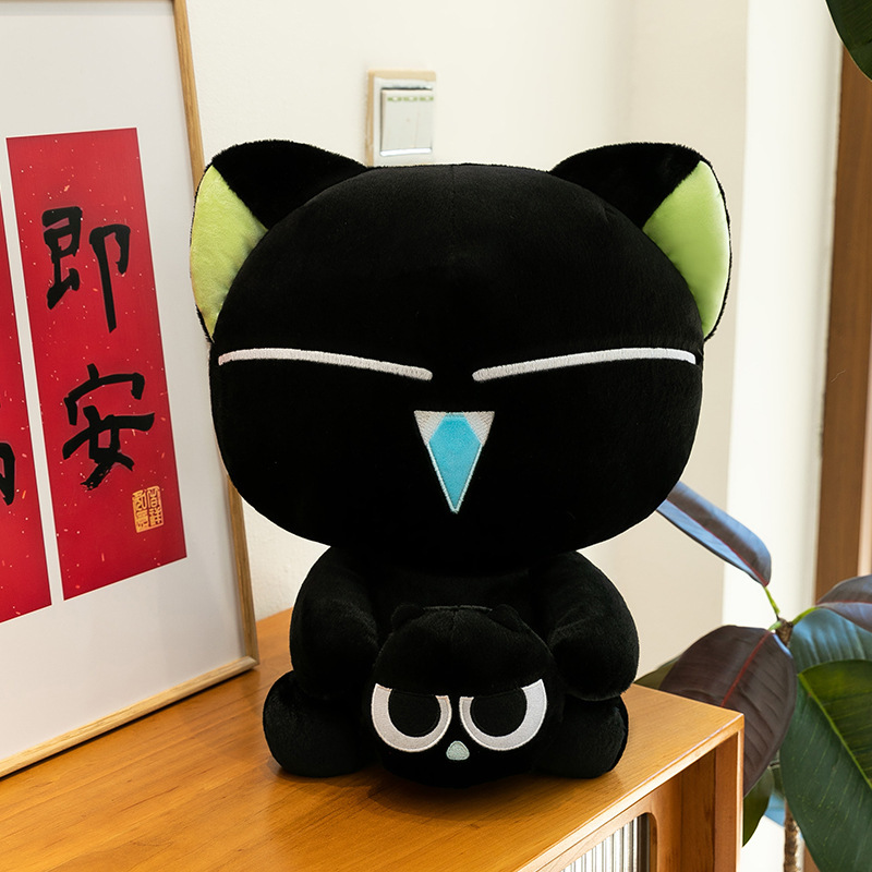 罗小黑公仔毛绒玩猫毛具罗小黑玩偶小黑猫公仔起司绒玩日抱枕午睡|undefined
