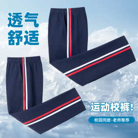 学校同款红白条杠初高中小学生直筒空调垂感夏季薄款男女校服裤子