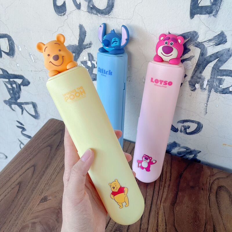 Authentic Winnie the Pooh Portable Tableware 304 Stainless Steel Magnetic Strawberry Bear Cartoon Portable Cute Spoon and Chopsticks Set