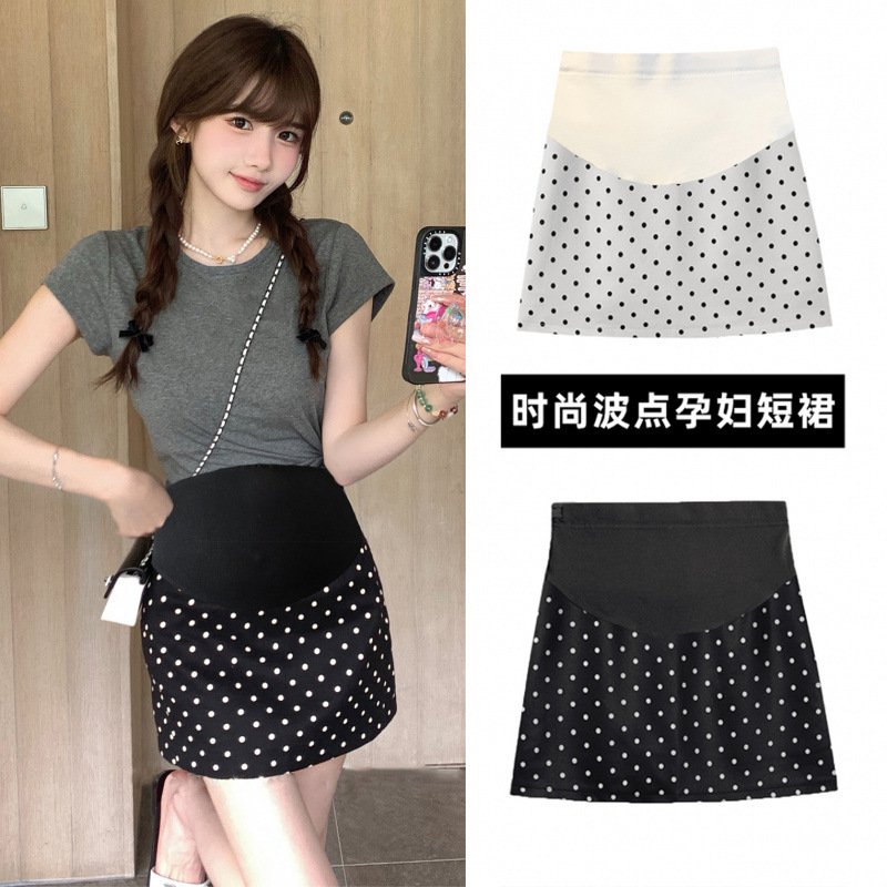 2024 New Summer Sweet Sexy Polka Dot Maternity Skirt Suit Versatile Hip Skirt High Waist A-Line Skirt Short Skirt