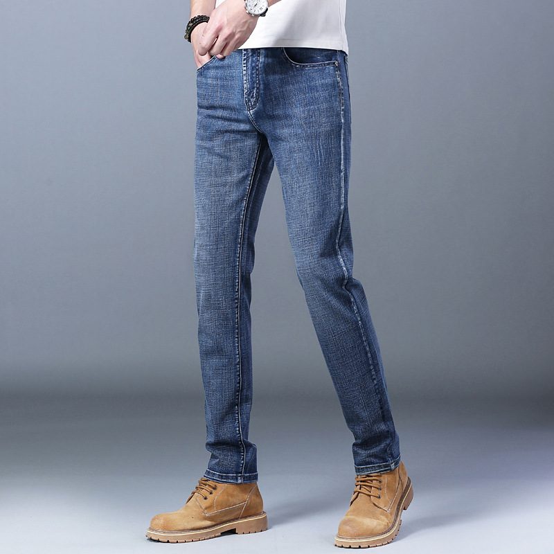 Pantalones Vaqueros para Hombre Su Lee, Otoño e Invierno, Corte Recto, Holgados, Elásticos, de Negocios, Modernos, de Marca, Transfronterizos