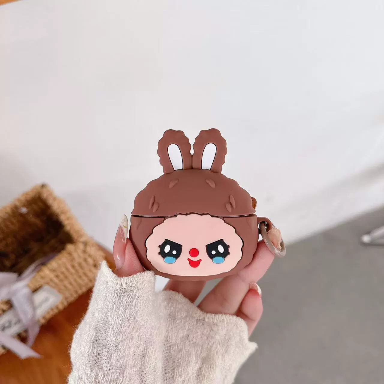 Силиконовый чехол для AirPods (KT) — совместим с AirPods 3, милый дизайн в виде банки с медом и карабин