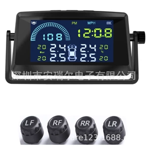 Günəş enerjili şin təzyiq monitoru, çoxfunksiyalı, sürət, yanacaq sərfiyyatı, saat ekranı, TPMS, yüksək dəqiqlikli