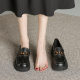 Full cowhide_color matching button thick bottom loafers 2024 fall/winter new England raised retro thick heel JK shoes