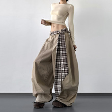 2025秋季美式嘻哈街舞叠穿可拆卸阔腿裤男女街头宽松拖地长裤