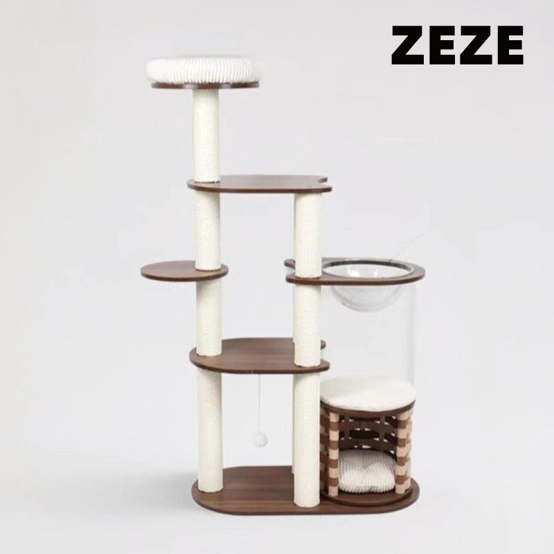 Zeze 현대식 나무 고양이 클라이밍 프레임 고양이 둥지 고양이 트리 통합 대형 고양이 프레임 고양이 용품 고양이 스크래치 컬럼 고양이 장난감
