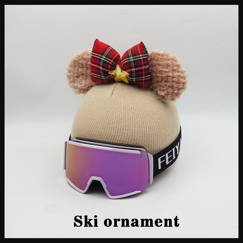 Helmet cover hat cover accessories cute plush red plaid bear ear decoration motorcycle helmet ski helmet small equipment