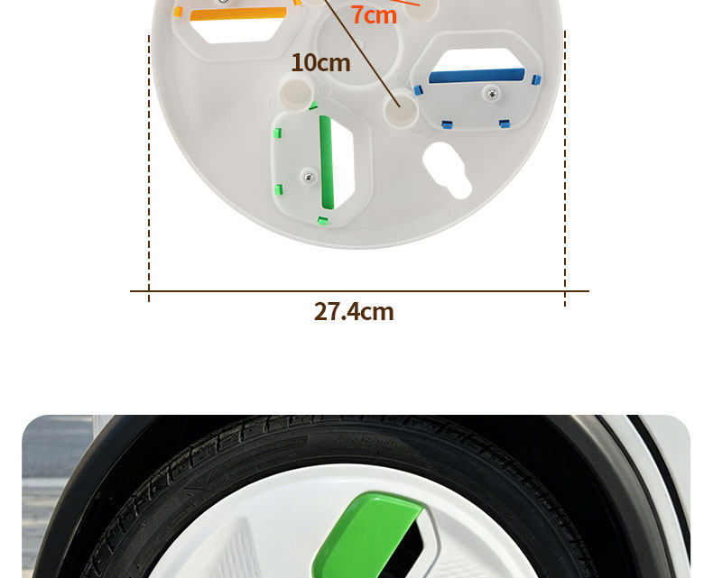 10inch Colorful Wheel Hub Covers Suitable for Electric Tricycles and Full-Cab Mobility Scooters, with Snap-On Installation and Dustproof Protective Cover