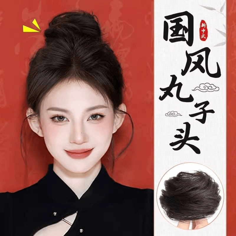 Nuevo estilo chino estilo nacional bola cabeza de simulación de estilo antiguo anillo de cabello flojo brotes de flores naturales bola cabeza de cabello bolsa de peluca