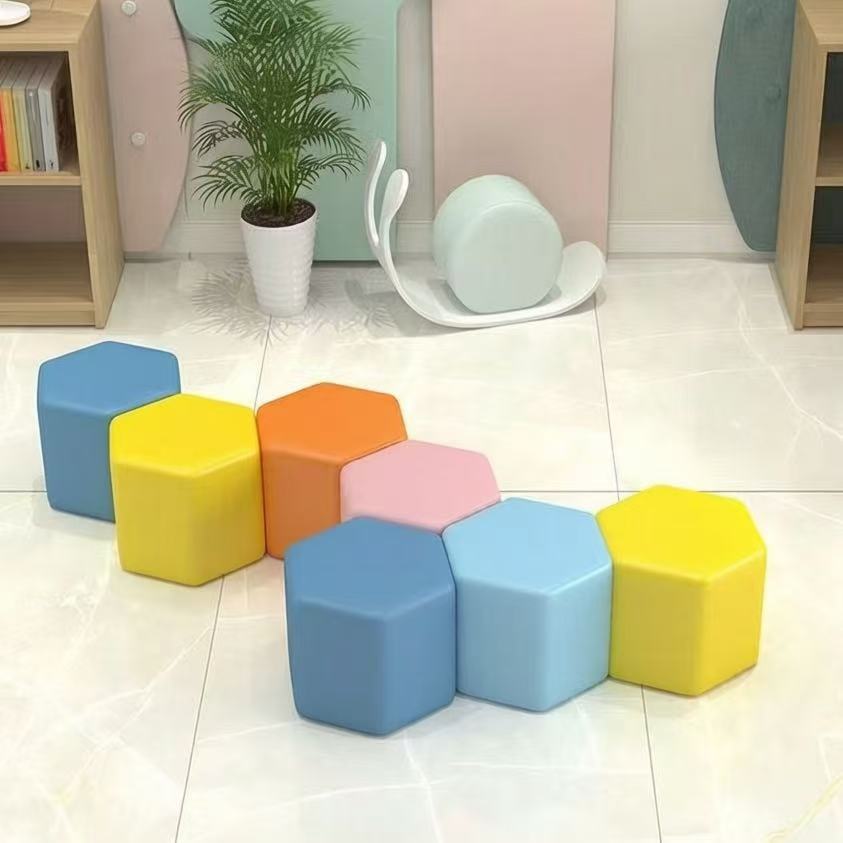 Factory direct supply: sofa stool for kindergarten and early education centers, soft cushion stool, long bench for shopping mall rest and waiting, shoe changing stool
