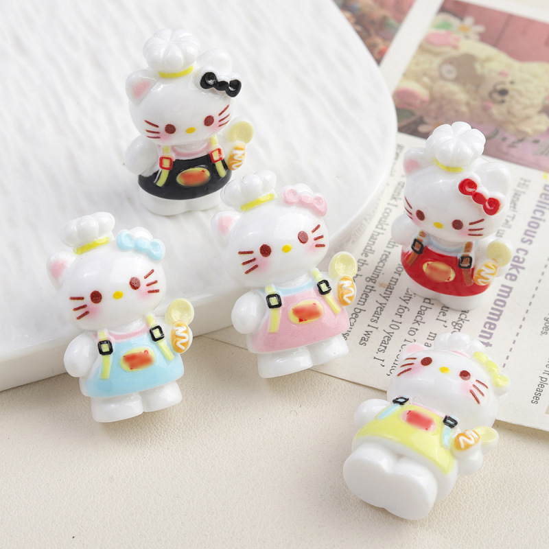 漫画 diy 樹脂アクセサリージュエリー立体シェフ子猫ヘアピン携帯電話ケース靴バックルキーホルダーペンダントアクセサリー|undefined
