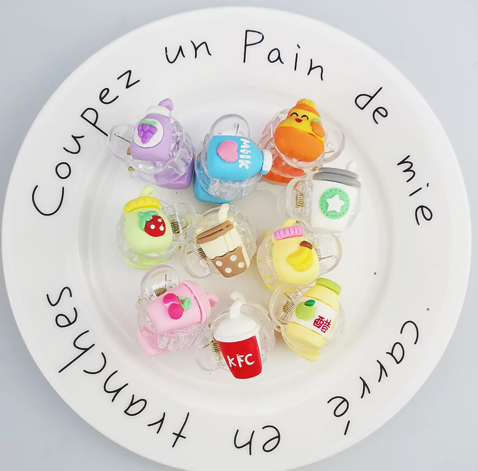 儿童半面饮料瓶发夹小女孩苹果醋瓶抓夹网红刘海少女可爱发夹头饰