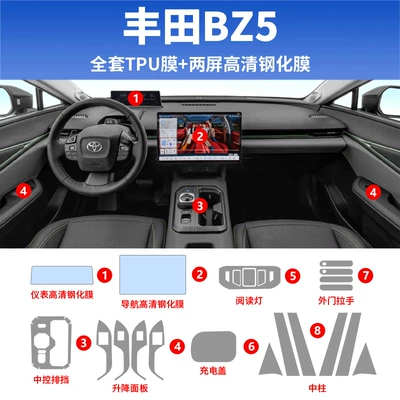 Parts Screen Tempered Protective Film – Car interior film - toyota-bz5-full-set-tpu-film-navigation-instrument-9k-ultra-clear-tempered-film