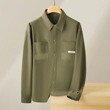 设计师原创春秋季男式加大码翻领薄款夹克时尚休闲男胖子衬衫外套