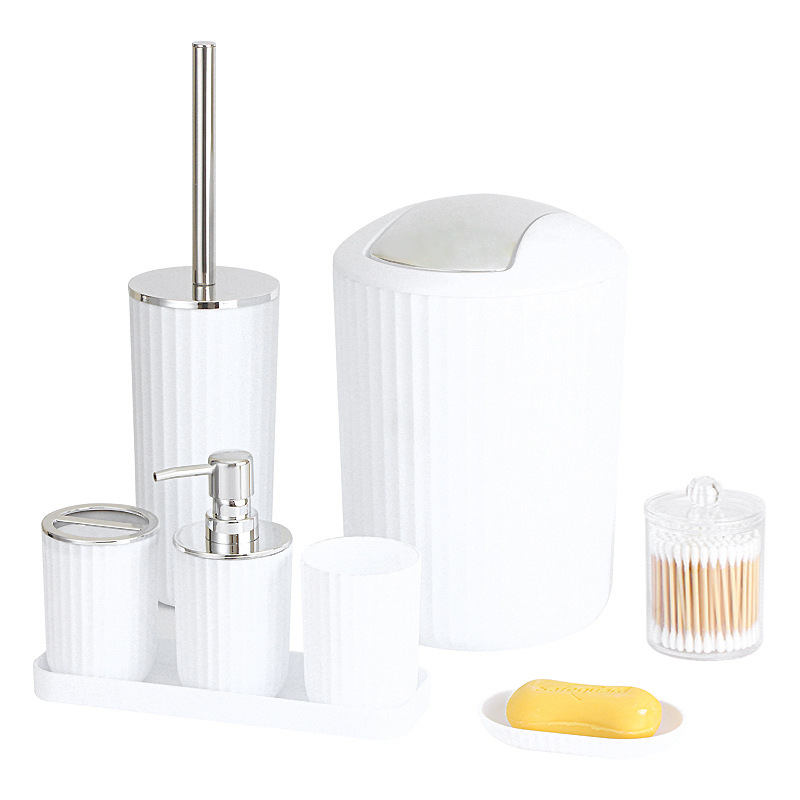 Juego de Accesorios de Baño de 8 Piezas de Plástico y Acero Inoxidable