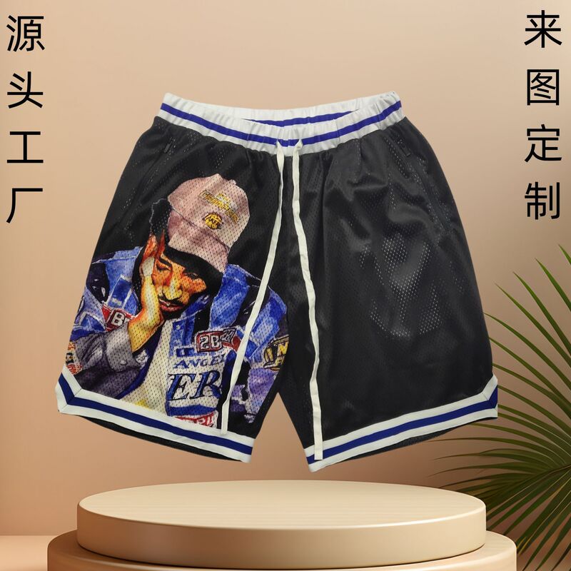 Factory Customized Kb Printed Basketball Shorts Sports Training Quick-Drying Breathable Ball Pants Mesh Heat Transfer Five-Point Pants