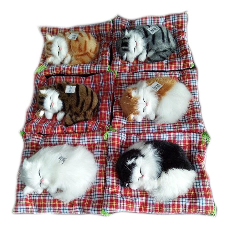 Simulación gato una prensa llamará poco dormir gato estera de tela gato regalo gato artesanía juguete decoración del coche