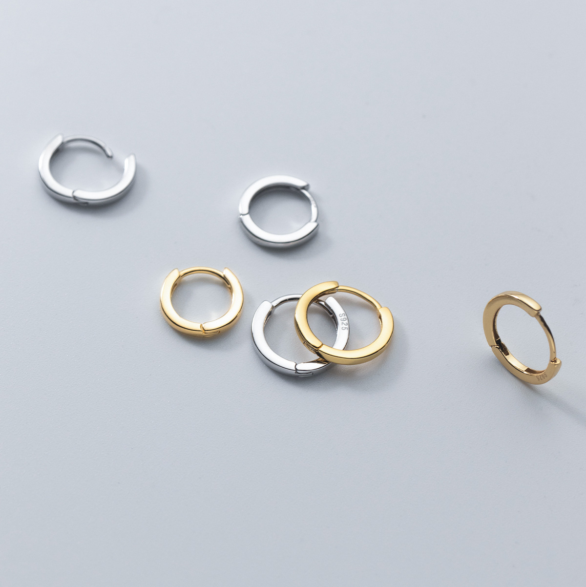 Eloch s925 plata brillante perfiles de orejas para mujeres estilo coreano simple pequeño fresco geometría armazones de orejas redondas M01427