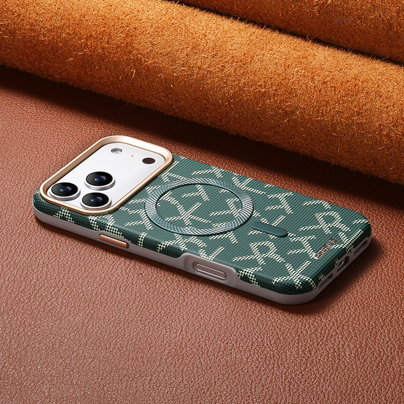 Ốp lưng da chữ cái sang trọng cho iPhone 17 Pro Max/16/15/14, chống sốc toàn diện, nam tính — 【Đen chữ da từ tính】, 【Nâu chữ RT da từ tính】, 【Xanh lá chữ RT da từ tính】, 【Xanh dương chữ RT da từ tính】 chi tiết 4