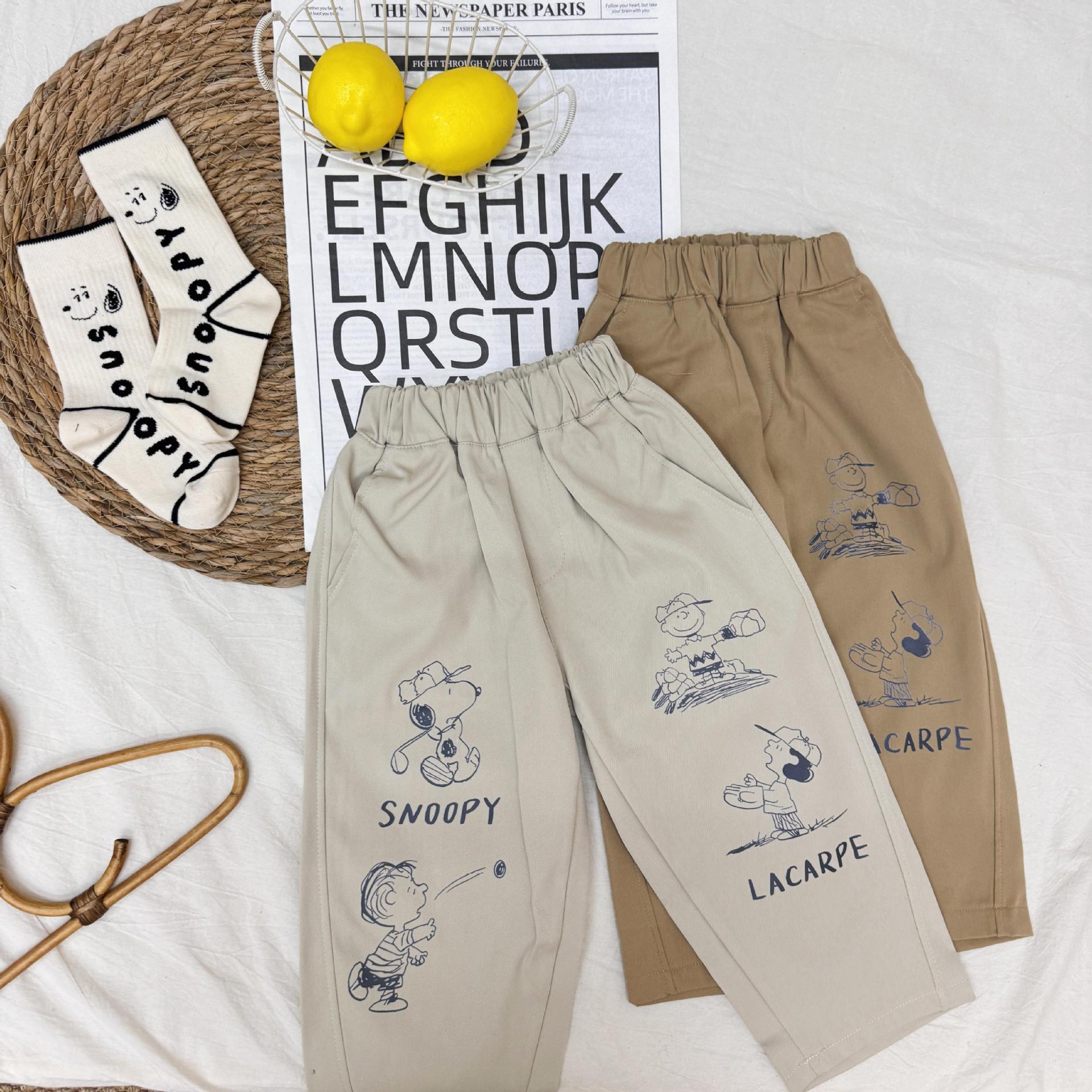 Boys' Summer Thin Pants 2025 New Children's Casual Pants Graffiti Pure Cotton Long Pants Boys' Summer Loose Anti-Slip