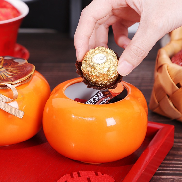 Persimmon Lucky Candy Box, Full of Good Fortune Jar Candy Box, Wedding Favors Small Items Engagement Gift Box, Gift Box with Persimmons